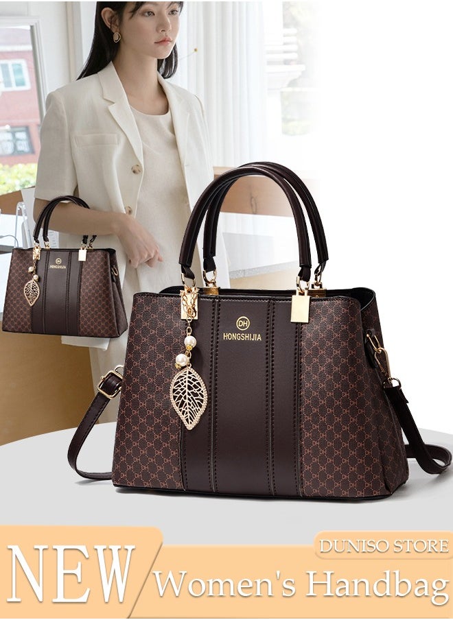 DUNISO - Women's Vintage Tote Bag Handbags with Large Capacity Faux Leather Shoulder Bag Ladies Fashion Designer Satchel Cross body Bag with Detachable Strap for Ladies - Image 1
