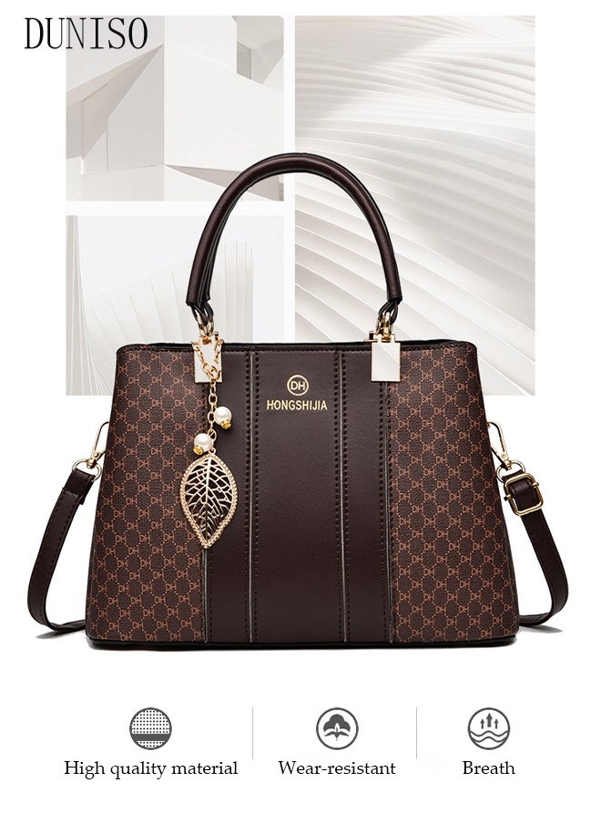 DUNISO - Women's Vintage Tote Bag Handbags with Large Capacity Faux Leather Shoulder Bag Ladies Fashion Designer Satchel Cross body Bag with Detachable Strap for Ladies - Image 1