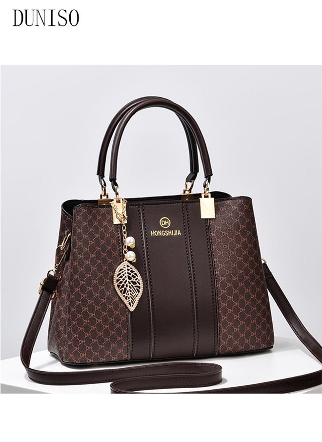 DUNISO - Women's Vintage Tote Bag Handbags with Large Capacity Faux Leather Shoulder Bag Ladies Fashion Designer Satchel Cross body Bag with Detachable Strap for Ladies - Image 1