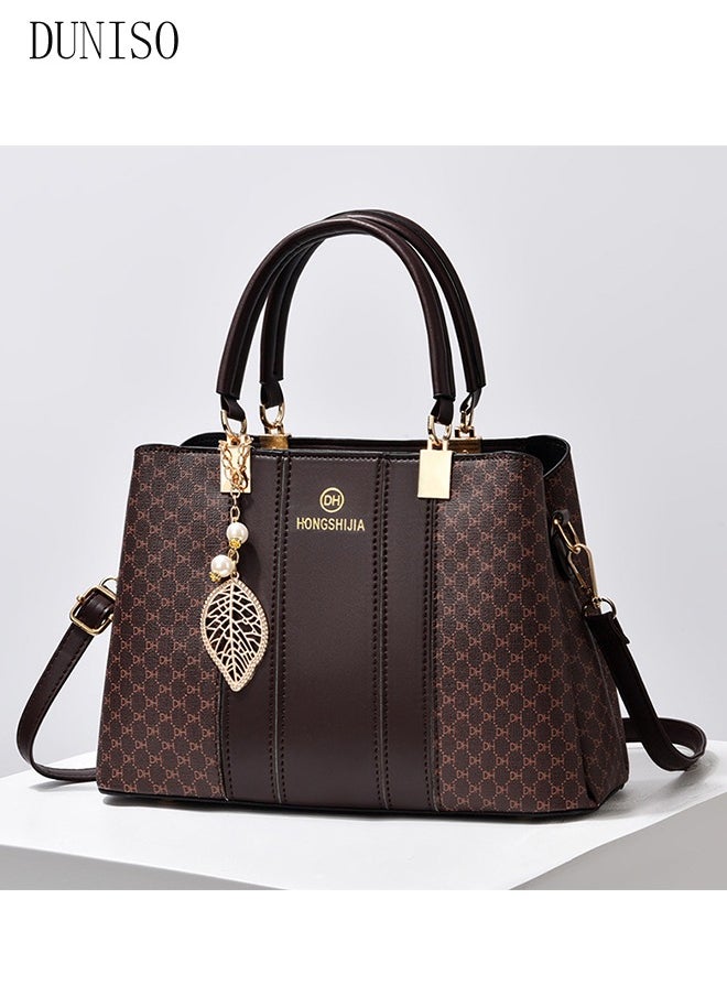 DUNISO - Women's Vintage Tote Bag Handbags with Large Capacity Faux Leather Shoulder Bag Ladies Fashion Designer Satchel Cross body Bag with Detachable Strap for Ladies - Image 1