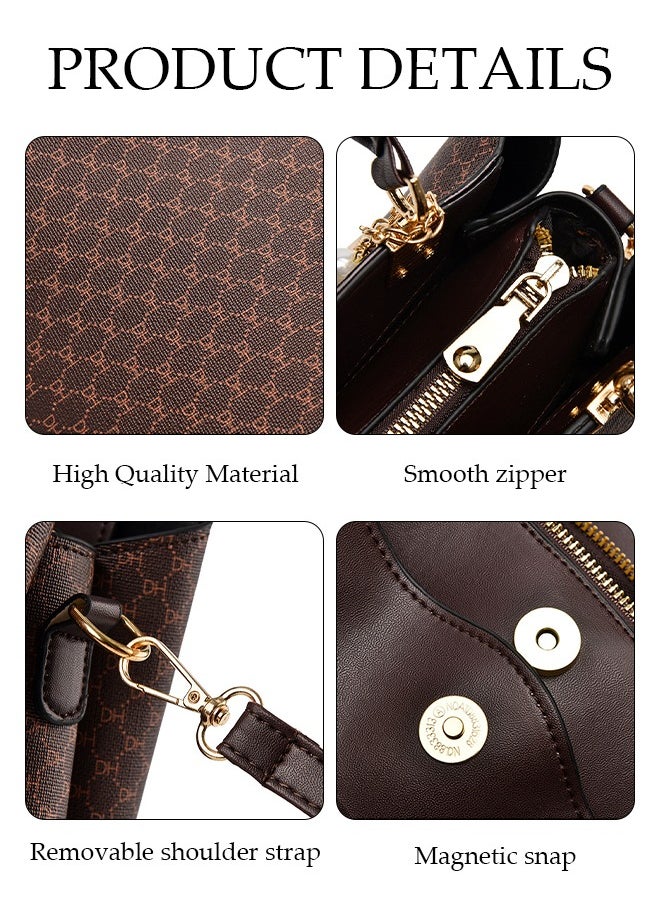 DUNISO - Women's Vintage Tote Bag Handbags with Large Capacity Faux Leather Shoulder Bag Ladies Fashion Designer Satchel Cross body Bag with Detachable Strap for Ladies - Image 1