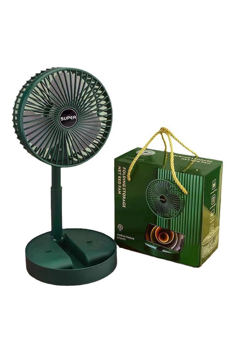 Super Foldable & Retractable Table Fan – USB Rechargeable – 3 Speeds – Low Noise – Built-in LED Light – Compact Design for Home, Office, Camping & Travel – Phone Holder Included – Quiet Operation & Strong Wind – Adjustable Height – Model FS-21 - Image 2