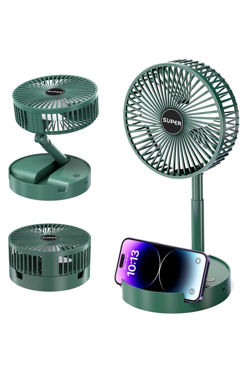 Super Foldable & Retractable Table Fan – USB Rechargeable – 3 Speeds – Low Noise – Built-in LED Light – Compact Design for Home, Office, Camping & Travel – Phone Holder Included – Quiet Operation & Strong Wind – Adjustable Height – Model FS-21 - Image 3