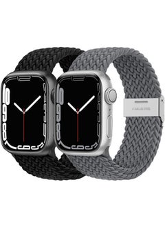 2 Pack Stretchy Solo Loop Compatible for Apple Watch Band 40mm 41mm 38mm Men Women,Braided Sport Strap Elastic Nylon Wristbands for iWatch Band Series 10 42mm/ 9 8 7 6 5 4 3 2 1 SE Ultra/Ultra2