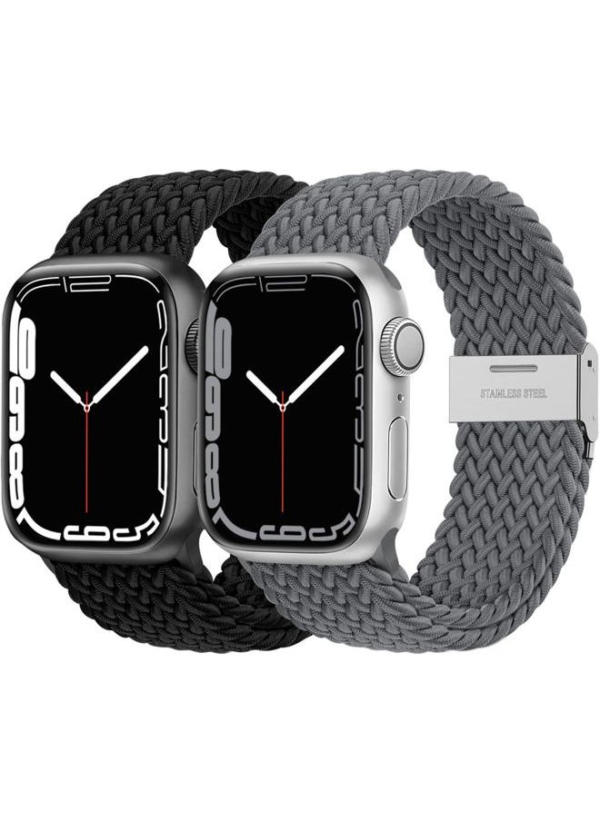 Lerobo - 2 Pack Stretchy Solo Loop Compatible for Apple Watch Band 40mm 41mm 38mm Men Women,Braided Sport Strap Elastic Nylon Wristbands for iWatch Band Series 10 42mm/ 9 8 7 6 5 4 3 2 1 SE Ultra/Ultra2 - Image 1