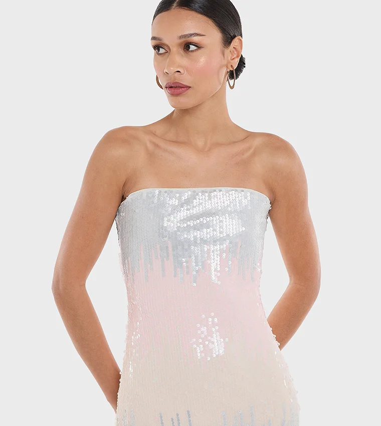 بي سي بي جي BCBG Ombre Sequins Midi Dress