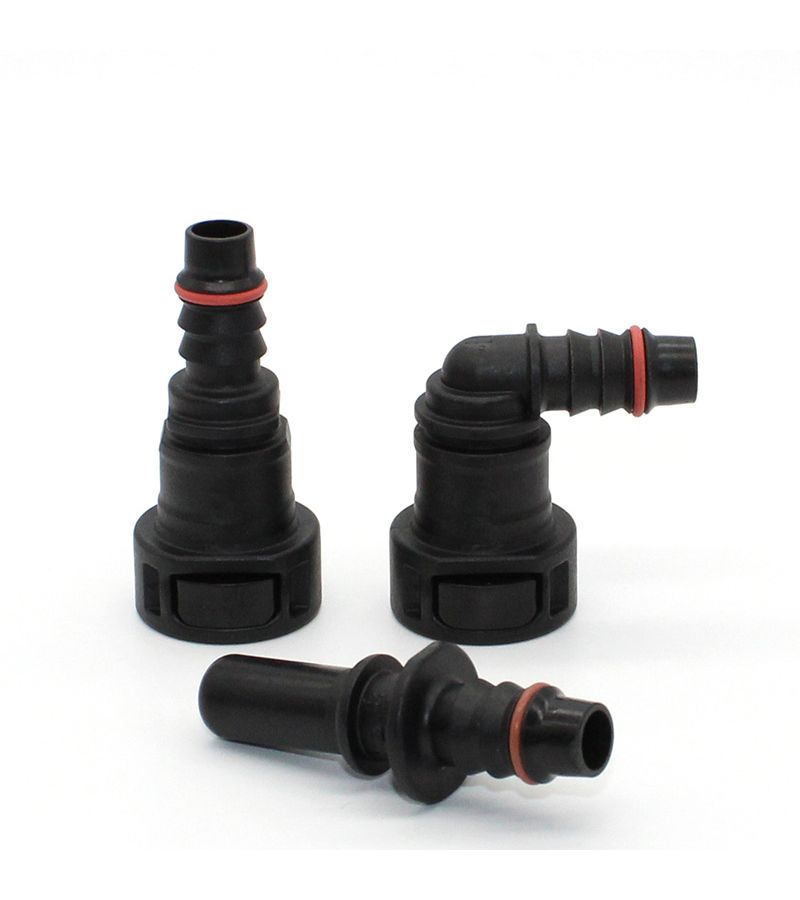 1 Set 90 Degree Universal Dual Press Elbow And Straight Quick Connector Set For Automotive Fuel Lines And Water Hoses Dual Release Buttons Universal Fit Easy Installation Random Color Components For Car Repair And Modification - Image 1