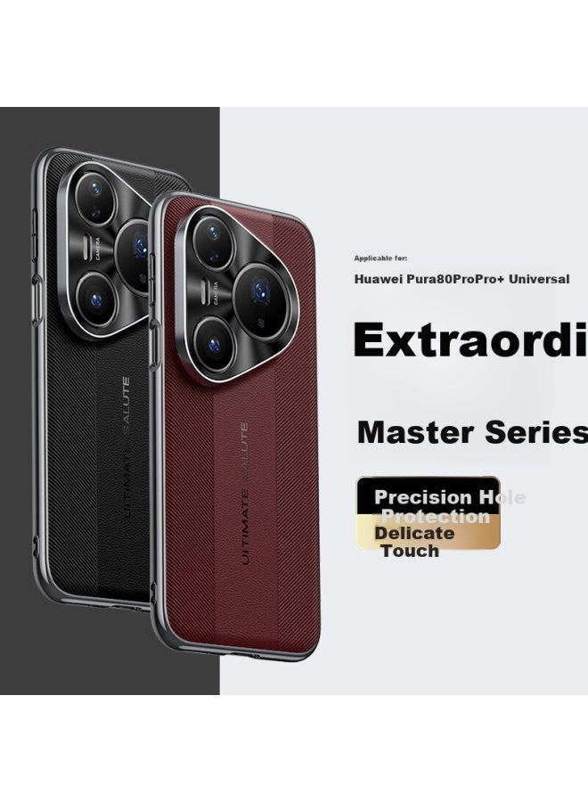Stryfer Huawei Pura80pro/pro+ Phone Case Huawei P80pro/pro+ Protective Cover Instantly Transforms Extraordinary Lens Full Coverage Anti-drop Men And Women Simple Leather Electroplated Ruby Red - Image 1