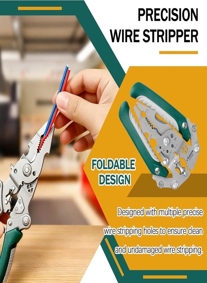 Bhuma 1Pcs Foldable Wire Stripper Pliers with Cutting and Crimping Function,Stainless Steel Wire Stripper/Wire Crimping Tool Multi-Function Electrician Hand Tool - Image 4