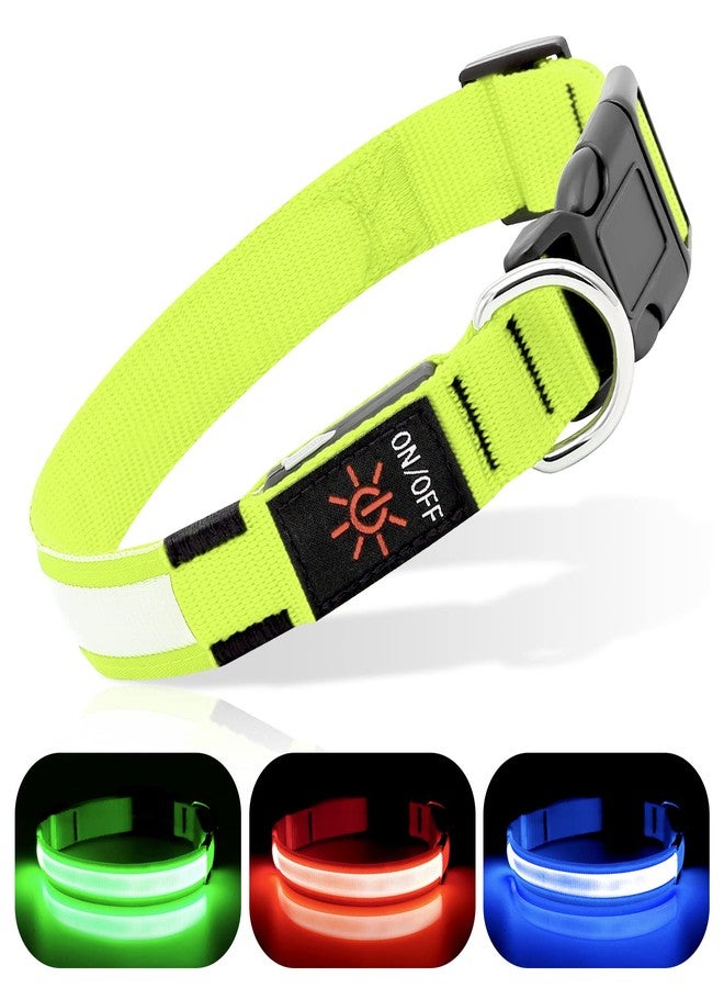 BSEEN Light Up Dog Collars - Rechargeable LED Dog Collar, Adjustable Dog Glow Collar, Reflective Pet Collar, Flashing Dog Lights for Night Walking (Neon Green, Large) - Image 1