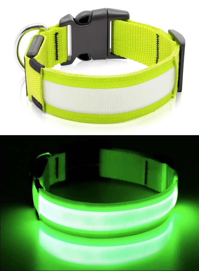 BSEEN Light Up Dog Collars - Rechargeable LED Dog Collar, Adjustable Dog Glow Collar, Reflective Pet Collar, Flashing Dog Lights for Night Walking (Neon Green, Large) - Image 2
