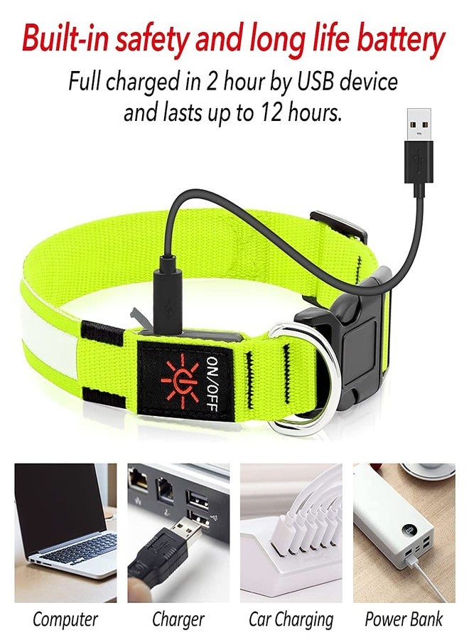 BSEEN Light Up Dog Collars - Rechargeable LED Dog Collar, Adjustable Dog Glow Collar, Reflective Pet Collar, Flashing Dog Lights for Night Walking (Neon Green, Large) - Image 5