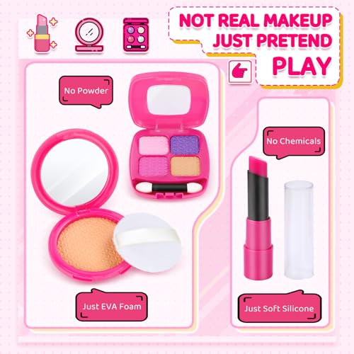 INNOCHEER Little Girls Purse, Kids Toy Purse with Pretend Makeup, Play Purse for Little Girls, Pretend Play Toddler Purse, Birthday Christmas Princess Gifts Toys for Girls 3 4 5 6 7 8 Year Old - Image 5