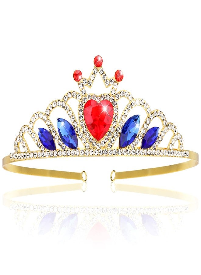 CIEHER Queen of Hearts Crown for Women & Girls - Red & Blue Halloween Hair Accessories - Image 1