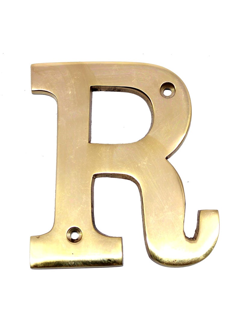ESPLANADE eSplanade Brass House Hotel Door Name Alphabets Wall Door Plaque Alphabet Letter Golden 4 Inches R Alphabet 4  - Image 1