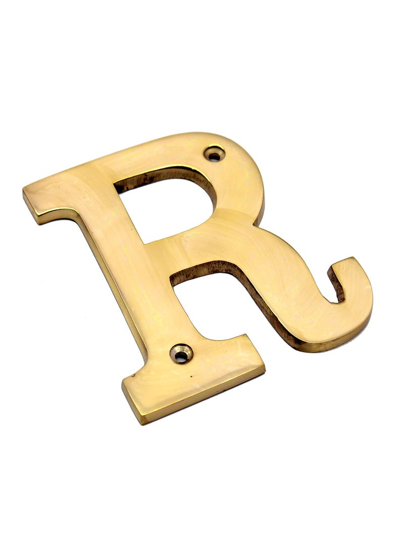 ESPLANADE eSplanade Brass House Hotel Door Name Alphabets Wall Door Plaque Alphabet Letter Golden 4 Inches R Alphabet 4  - Image 3