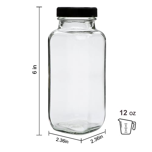 Accguan 12oz Glass Bottles,Leak-Proof Vintage Water Bottles for Juicing,Hot Sauce,Kombucha,Ginger Jar,Potion,Oil,Milk Bottles,Whiskey,Portable Travel Bottle,Smoothies Bottles(12pack) - Image 2