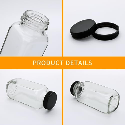 Accguan 12oz Glass Bottles,Leak-Proof Vintage Water Bottles for Juicing,Hot Sauce,Kombucha,Ginger Jar,Potion,Oil,Milk Bottles,Whiskey,Portable Travel Bottle,Smoothies Bottles(12pack) - Image 3
