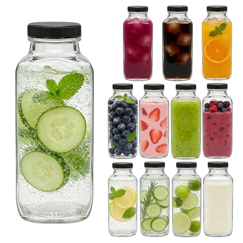 Accguan 12oz Glass Bottles,Leak-Proof Vintage Water Bottles for Juicing,Hot Sauce,Kombucha,Ginger Jar,Potion,Oil,Milk Bottles,Whiskey,Portable Travel Bottle,Smoothies Bottles(12pack) - Image 1