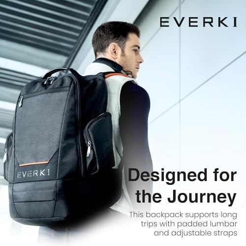 EVERKI ContemPRO 117 Laptop Backpack Fits up to 18.4” – Gaming, 42L Large Travel Backpack with Water-Resistant Rain Cover for Women & Men – Spacious Business Laptop Bag – Black (EKP117B) - Image 2