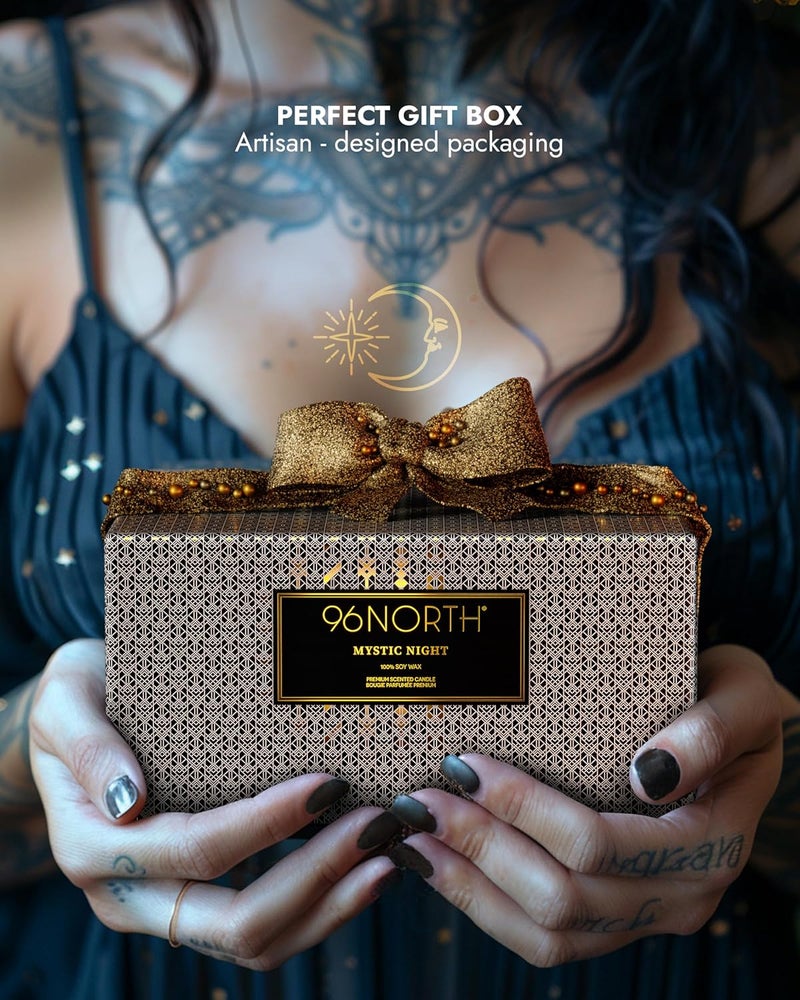 96NORTH Luxury Black Candle | Large 3-Wick Jar Candle | Up to 40 Hours Burning Time | 100% Natural Soy Wax | Relaxing Aromatherapy Aesthetic Candle | Housewarming Gift for Men and Women - Image 5