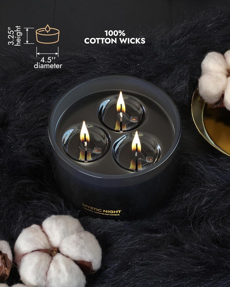 96NORTH Luxury Black Candle | Large 3-Wick Jar Candle | Up to 40 Hours Burning Time | 100% Natural Soy Wax | Relaxing Aromatherapy Aesthetic Candle | Housewarming Gift for Men and Women - Image 4