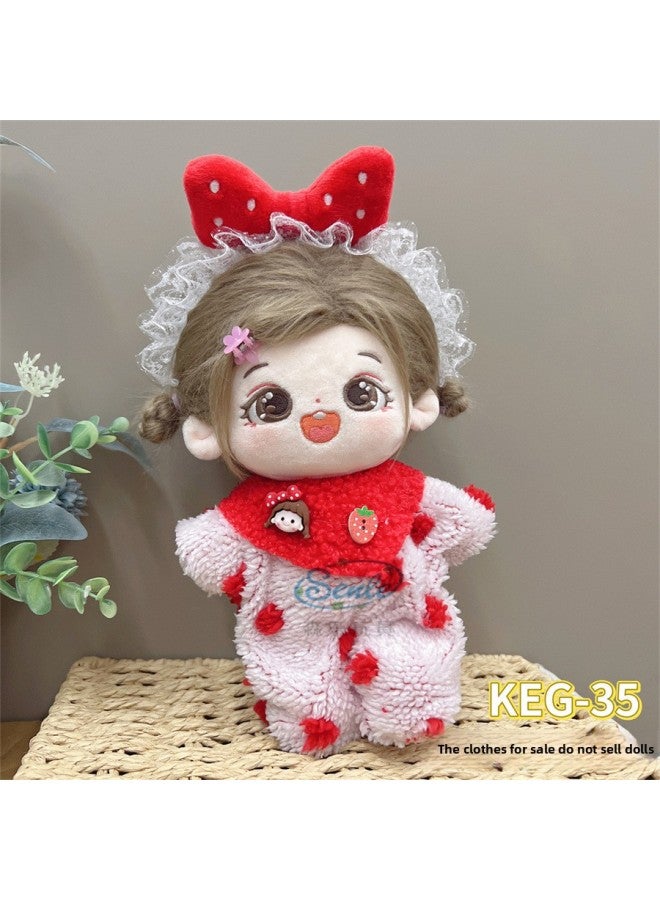 # 20cm Cotton Doll Clothes For Fat Body Can Be Worn Preppy Style Suit Plush Doll Dress Up Cute Baby Clothes Skirt-Color:20cm Cotton Clothes + Headwear (excluding Baby)-Specifications:KEG-35 - Image 1