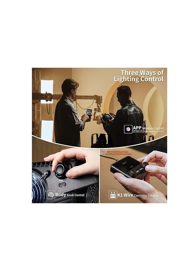 Zhiyun MOLUS B300 300W Bi‑Color COB LED Light – 2700–6500 K, CRI ≥95/TLCI ≥97, Bowens Mount, Onboard & App Control - Image 2