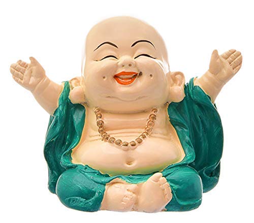Karigaari India Beautifully Crafted Resine Tiny Buddha Idols with Hug Posture for Home Décor (Turquoise) - Image 3