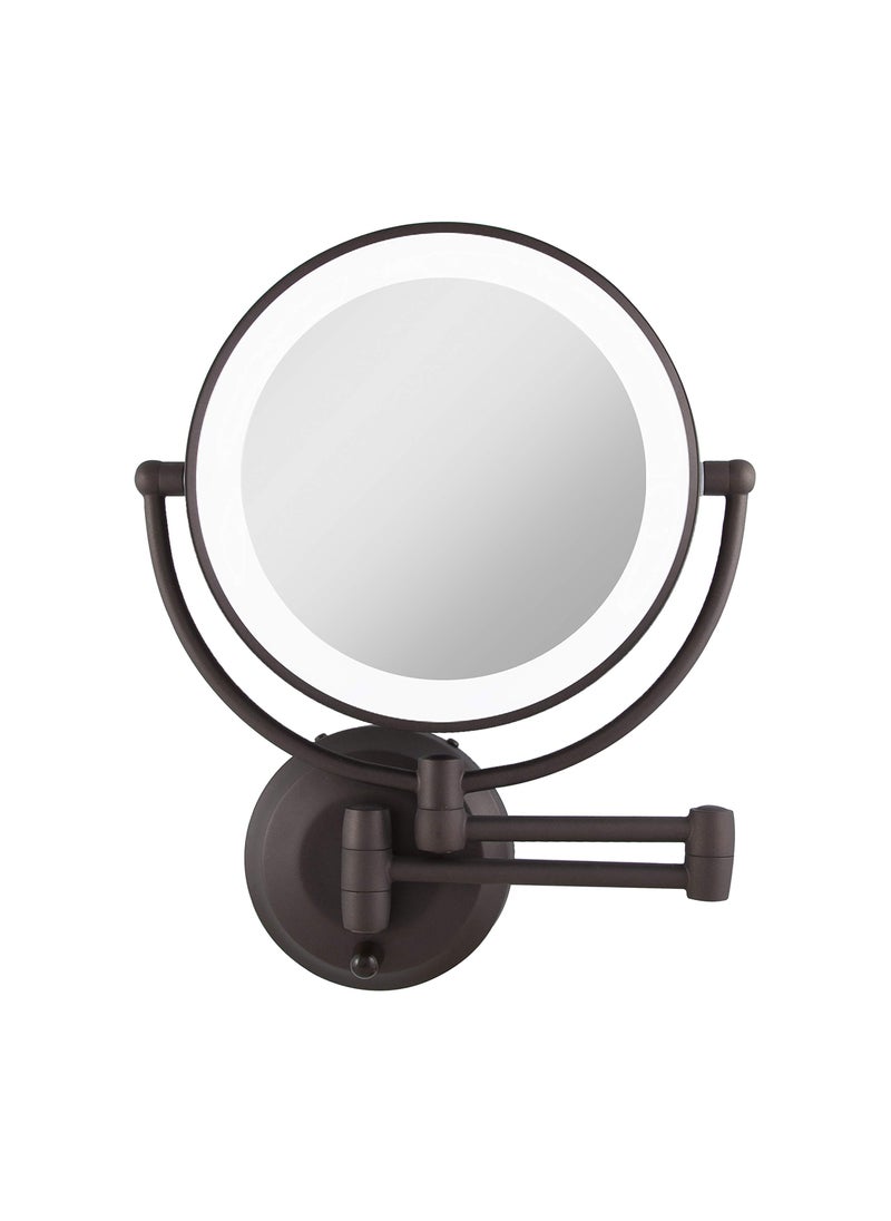 Zadro Zadro 11" LED Wall Mounted Makeup Mirror 10X/1X Shaving Mirror Cordless or Battery Operated Vanity Mirrors for Wall (Large | 10X/1X | 11" x 14.5", Oil-rubbed Bronze) 