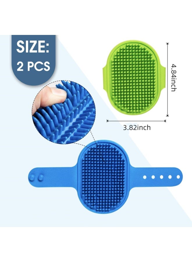Pet Shampoo Bath Brush Soothing Massage Rubber Comb with Adjustable Ring Handle for Long Short Haired Dogs and Cats Grooming, 2 PCS - Image 2