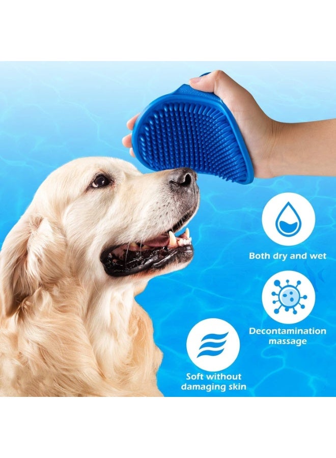 Pet Shampoo Bath Brush Soothing Massage Rubber Comb with Adjustable Ring Handle for Long Short Haired Dogs and Cats Grooming, 2 PCS - Image 5