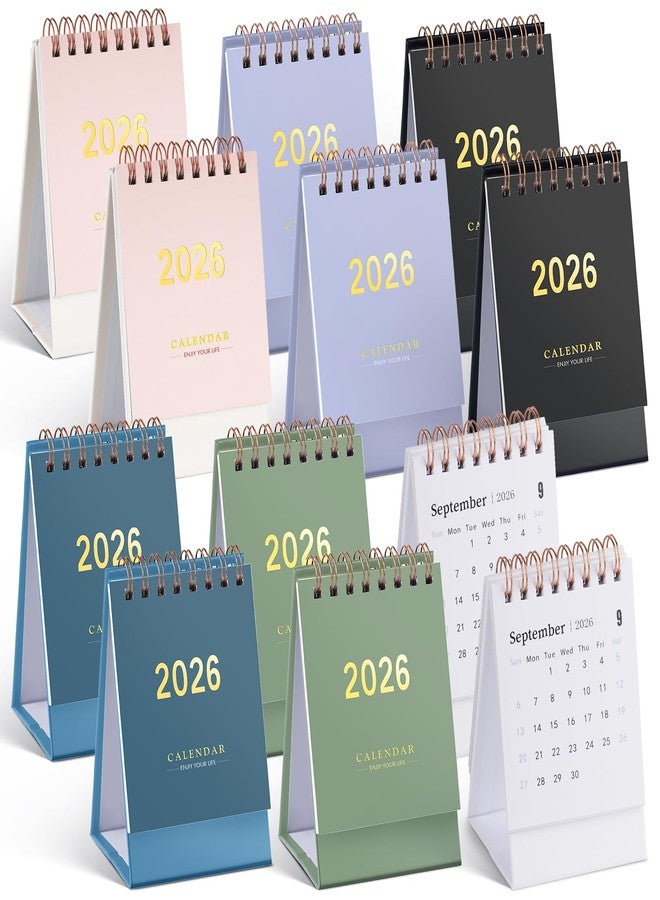 FACULX 6/12 Pcs Mini Desk Calendar 2026, Mini Desk Calendar 2026-2027 - Runs From January 2026 until June 2027, Small Desktop Calendar Thick Paper Twin-Wire Binding for Home Office School (12pcs) - Image 1