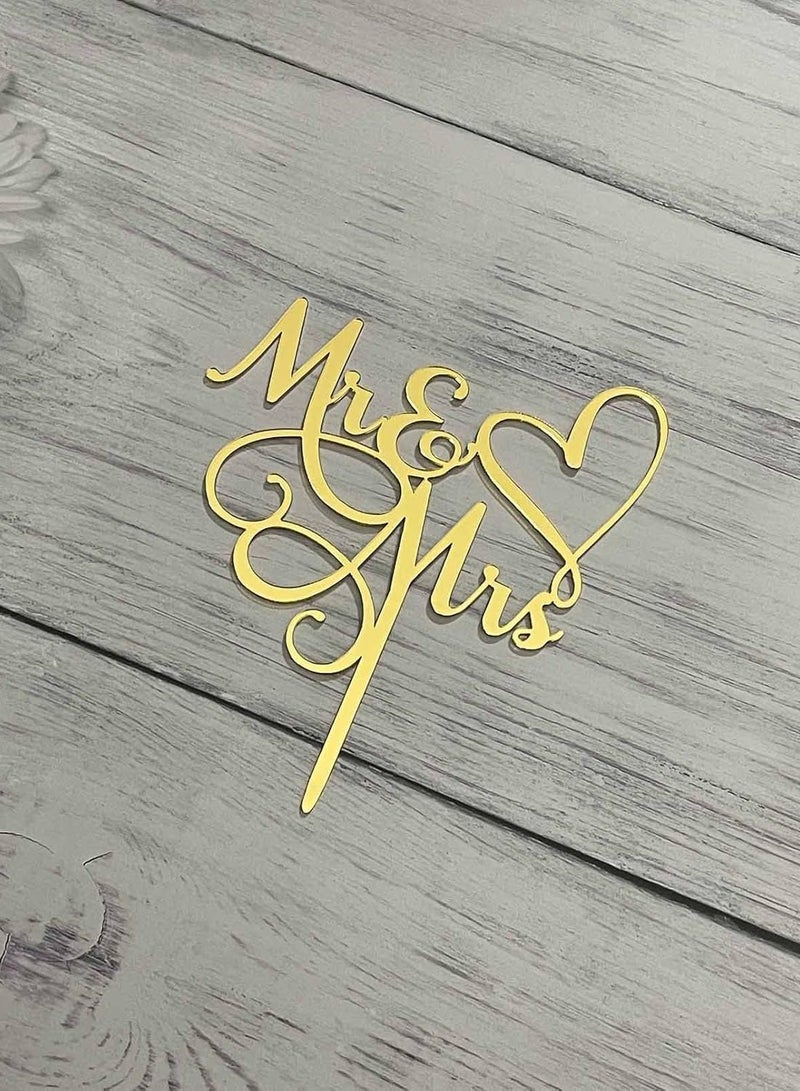 TPGP Mr & Mrs Cake Topper - Bride and Groom Sign Wedding, Engagement Cake Topper Decoration - Mirror Gold Acrylic - Image 4