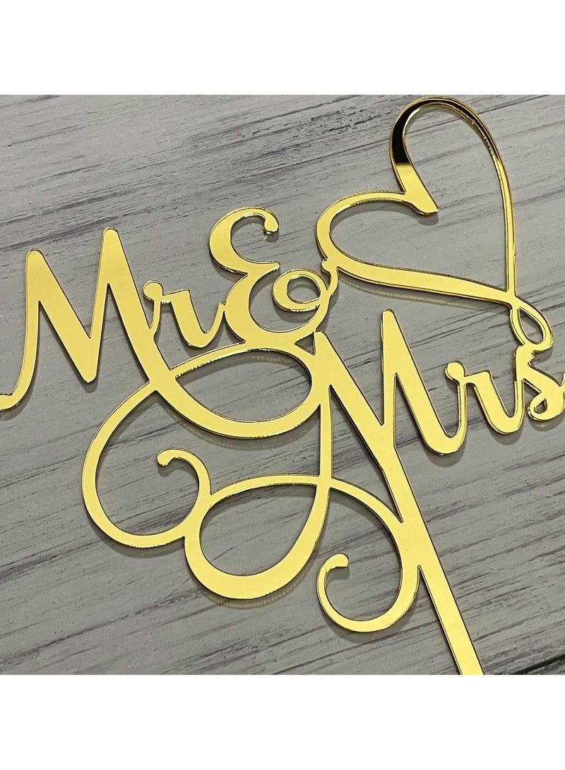 TPGP Mr & Mrs Cake Topper - Bride and Groom Sign Wedding, Engagement Cake Topper Decoration - Mirror Gold Acrylic - Image 5
