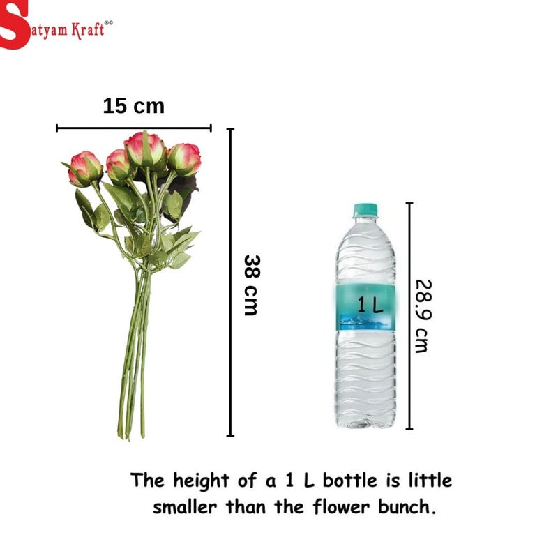 Satyam Kraft SATYAM KRAFT 1 Bunch Artificial Rose Flower Stick for Home Decor, Office, Bedroom, Balcony Decoration Items, Christmas(Pack of 4 Sticks) (Red)  - Image 3