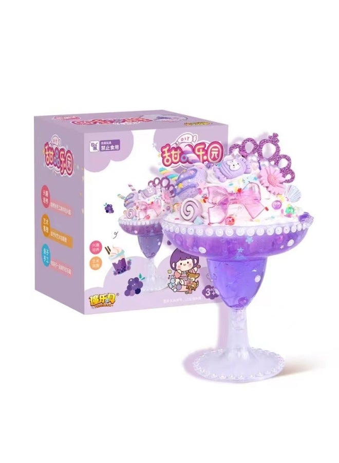 Children's Handmade Diy Material Bag Food Play Crystal Mud Toy Ice Cream Cup Dessert Cup Juice Cup Toy-Specifications:Dessert Paradise-Candy Grape - Image 1