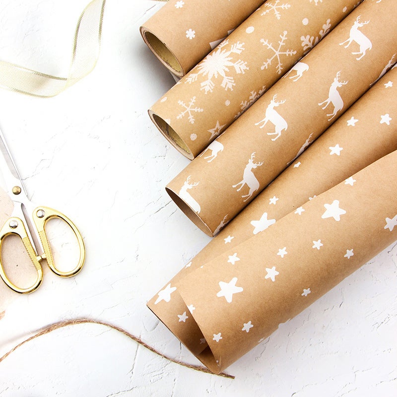 90G Kraft Paper Wrapping Paper Vintage Christmas Tree Snowflake Gift Bag Flower Paper Diy Spot - Image 5