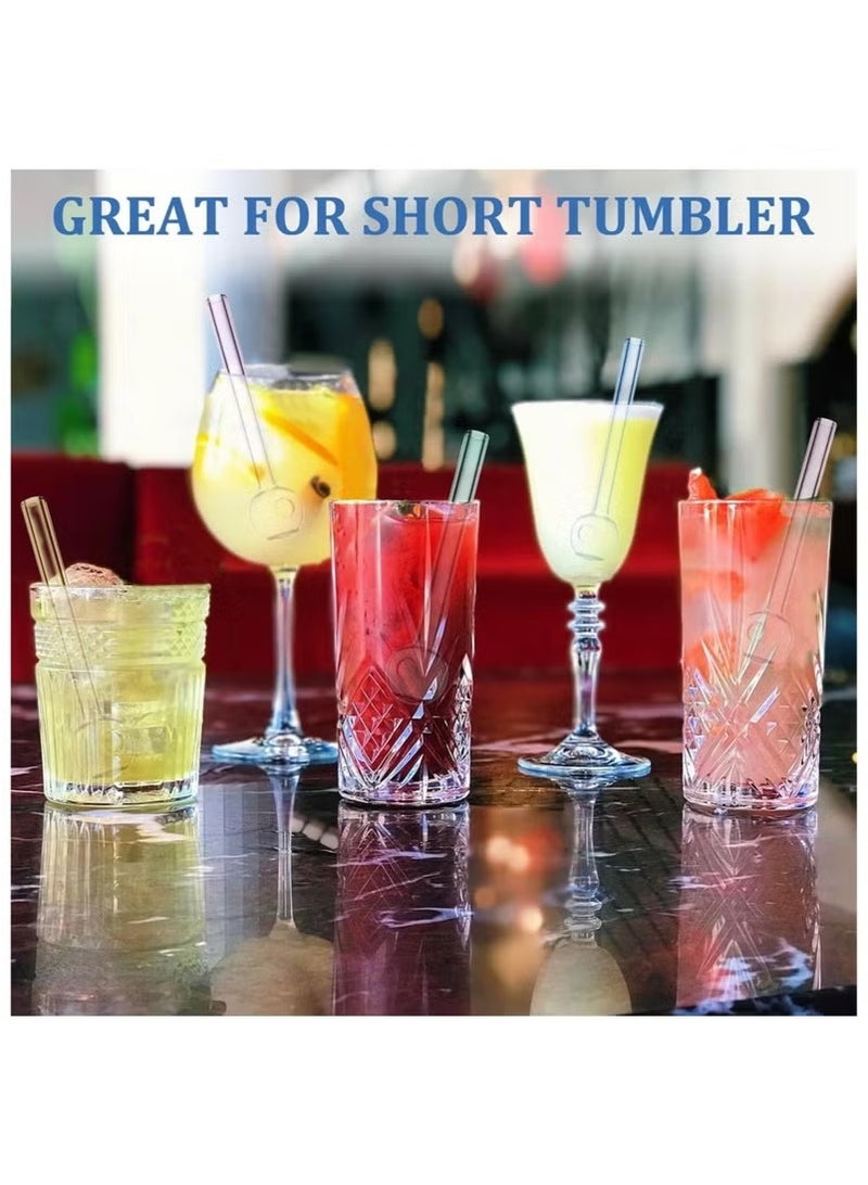 Valshar 8 Pcs Shatter-Resistant Glass Straws, 4-Inch Short Reusable Glass Straws With Cleaning Brushes, Dishwasher-Safe, Safe Bar-Drinking Straws, Perfectly Suited For Cocktails, Smoothies , Coffee, And Juice. - Image 5