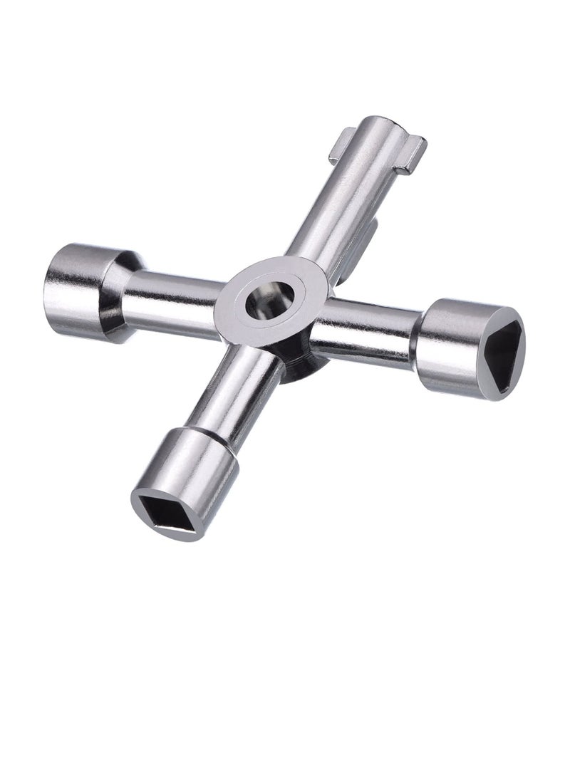 4 in 1 Multi-Function Utility Key for Gas and Electric Meters Suitable for Cabinets and Boxes Silver Color  - Image 1