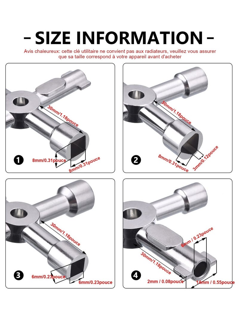 4 in 1 Multi-Function Utility Key for Gas and Electric Meters Suitable for Cabinets and Boxes Silver Color  - Image 2