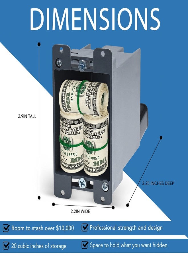 Secret Stash Electrical Outlet Hidden Wall Safe (Simple Install, Magnetically Attaches For Easy Use) Hiding Places for Valuables | Hide in Plain Sight Key Money Jewelry Storage Cash Holder Safes Outlet Safe Box - Image 4