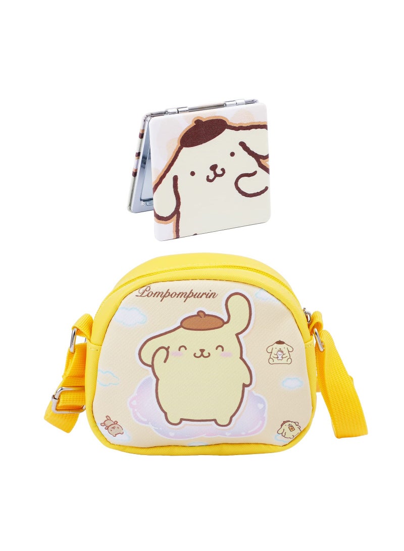 KASTWAVE Cartoon Buding Crossbody Bags for Girls, Anime Cute CrossBody Bag with Makeup Mirror, Kawaii Cat Phone Purse Dog Coin Pouch Wallet for Girls Kids Women - Image 1