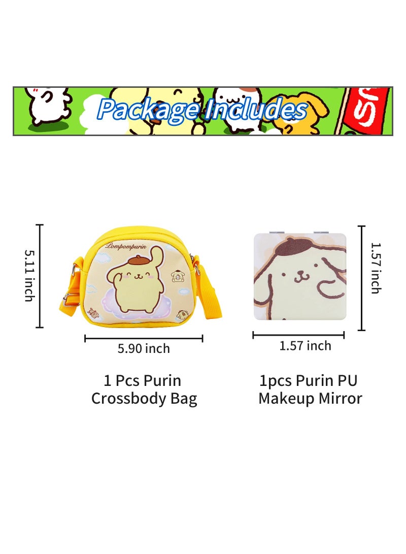 KASTWAVE Cartoon Buding Crossbody Bags for Girls, Anime Cute CrossBody Bag with Makeup Mirror, Kawaii Cat Phone Purse Dog Coin Pouch Wallet for Girls Kids Women - Image 5