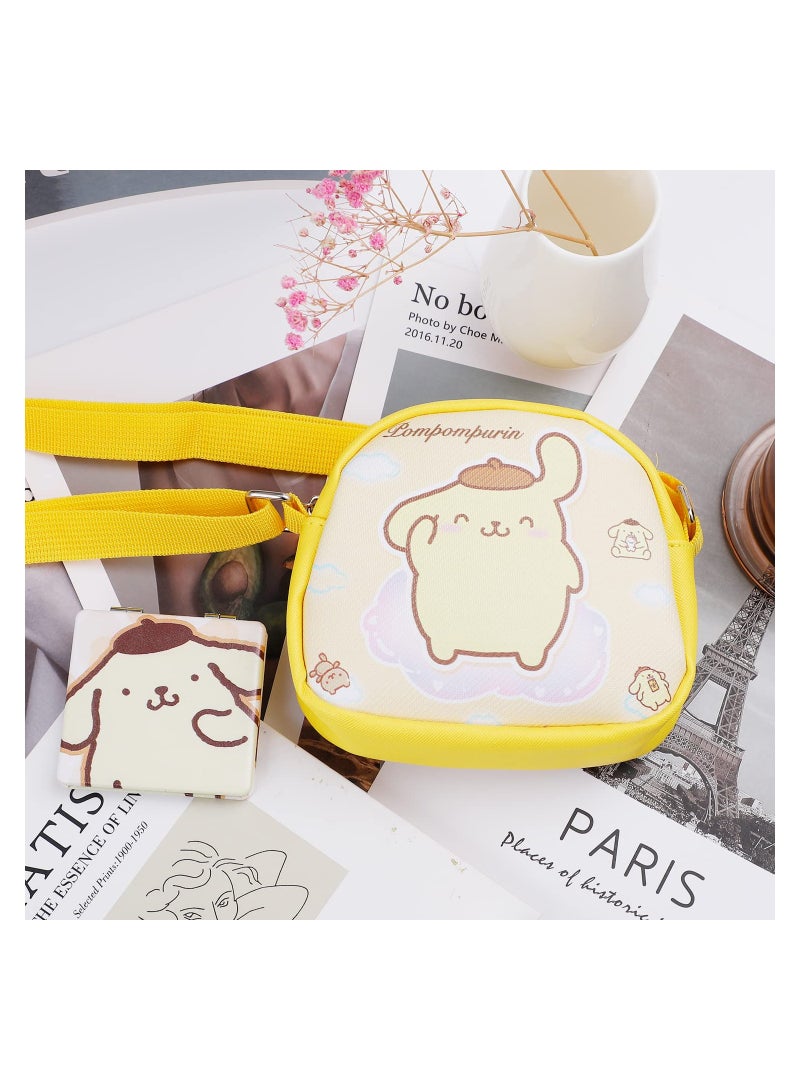 KASTWAVE Cartoon Buding Crossbody Bags for Girls, Anime Cute CrossBody Bag with Makeup Mirror, Kawaii Cat Phone Purse Dog Coin Pouch Wallet for Girls Kids Women - Image 4