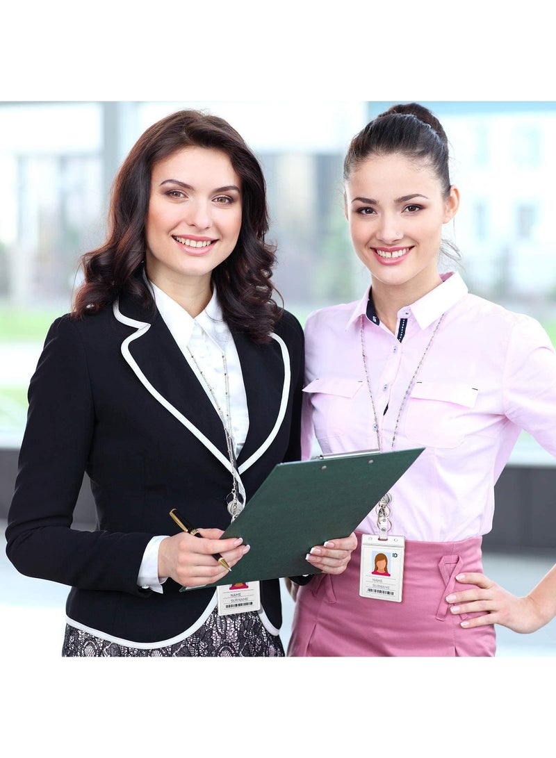 Sweet seven 3 Sets of Beaded Lanyards Waterproof Name Badge Holder Clip Stainless Steel ID Badge Necklace Set  for Office Women and Men (Rose Gold Black Silver) - Image 2