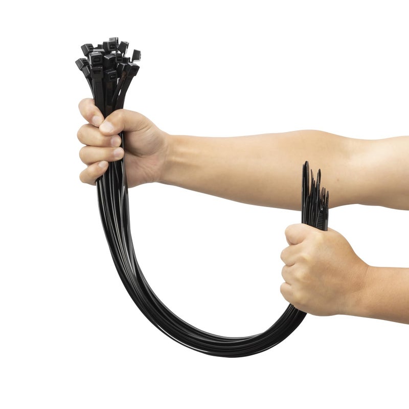 XINGO 24 inch Black Long Zip Ties Heavy Duty 100 PCS, 200LBS Ultra Strong Plastic Wire Ties, Large Cable Ties Extra Long Tie Wraps, Indoor and Outdoor UV Resistant - Image 1