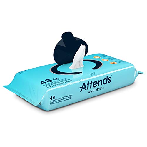 Attends Attends Washcloths NoRinse Disposable Cleansing Wipes for Incontinence 78x118 Hypoallergenic AlcoholFree with Aloe Scented 576ct Case 