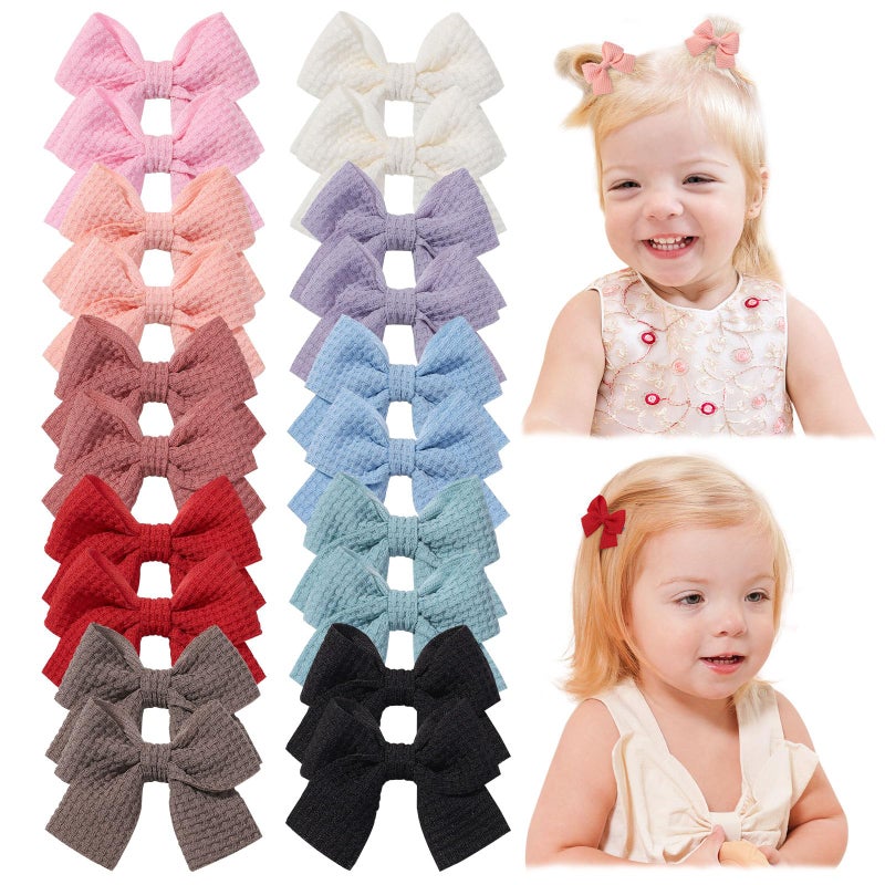 Jollybows 20pcs Baby Hair Clips Girls Bows 2" Mini Alligator Clip Toddler Pigtail Bow Fine Hair Clip Light color - Image 1
