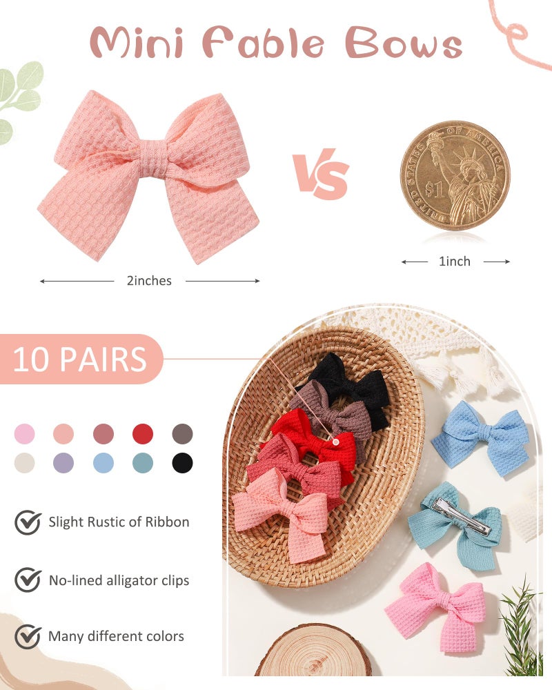 Jollybows 20pcs Baby Hair Clips Girls Bows 2" Mini Alligator Clip Toddler Pigtail Bow Fine Hair Clip Light color - Image 2